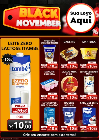 Modelo de Encarte para Encarte A4 Vertical com o tema Black November para Frios e Laticínios