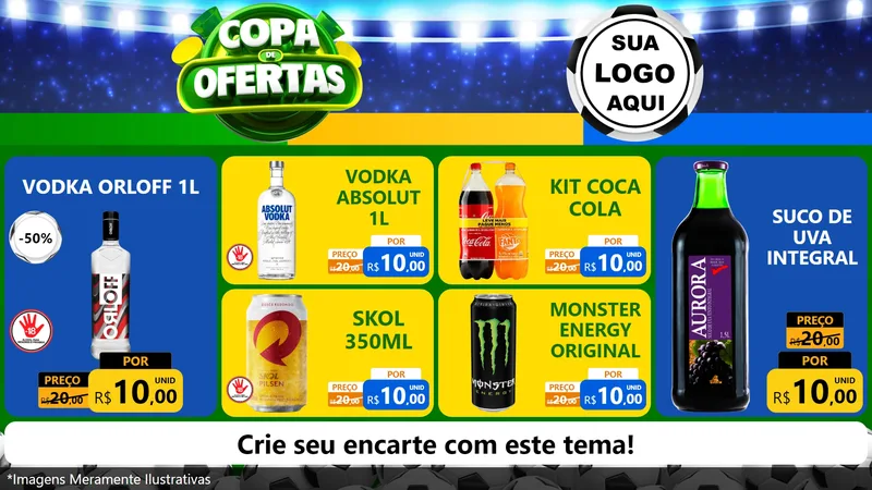 Modelo de TV para TV Horizontal com o tema Copa de Ofertas para Distribuidora de bebidas