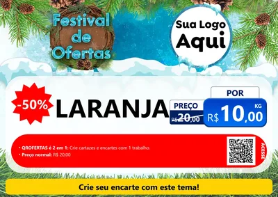 Modelo de Cartaz para Cartaz A4 Horizontal com o tema Festival de Ofertas - Inverno para Hortifrúti