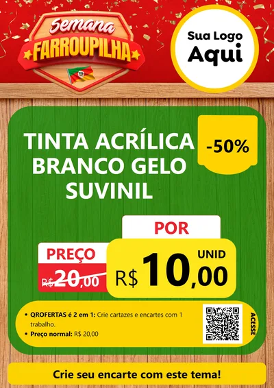Modelo de Cartaz para Cartaz A4 Vertical com o tema Semana Farroupilha para Tintas e Ferramentas