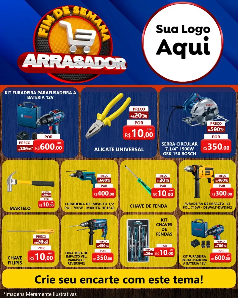 Modelo de Rede Social para Feed Instagram com o tema Fim De Semana Arrasador para Maquinas e Ferramentas