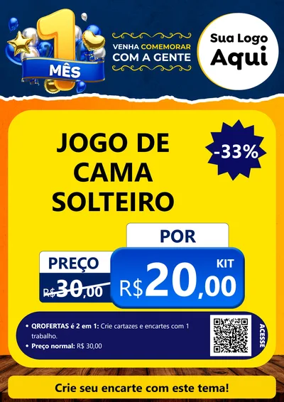 Modelo de Cartaz para Cartaz A4 Vertical com o tema Um Mês de Aniversário para Cama, Mesa e Banho