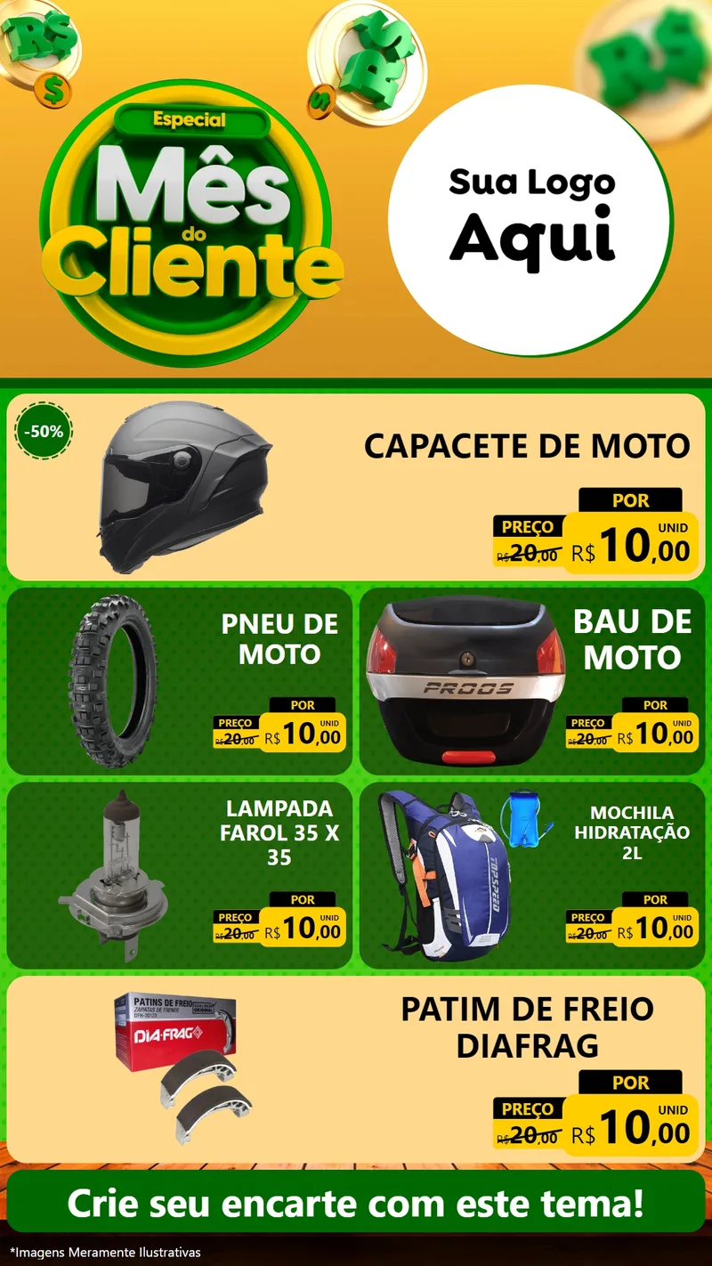 Modelo de TV para TV Vertical com o tema Especial Mês do Cliente para Moto peças