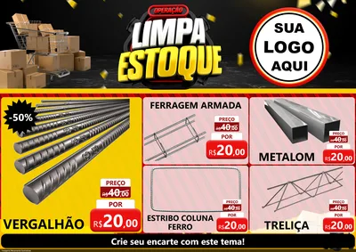 Modelo de Encarte para Encarte A4 Horizontal com o tema Operação Limpa Estoque para Ferragens