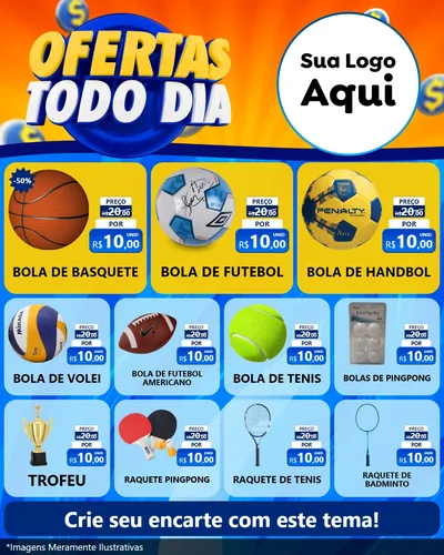 Modelo de Rede Social para Feed Instagram com o tema Ofertas Todo Dia para Artigos Esportivos