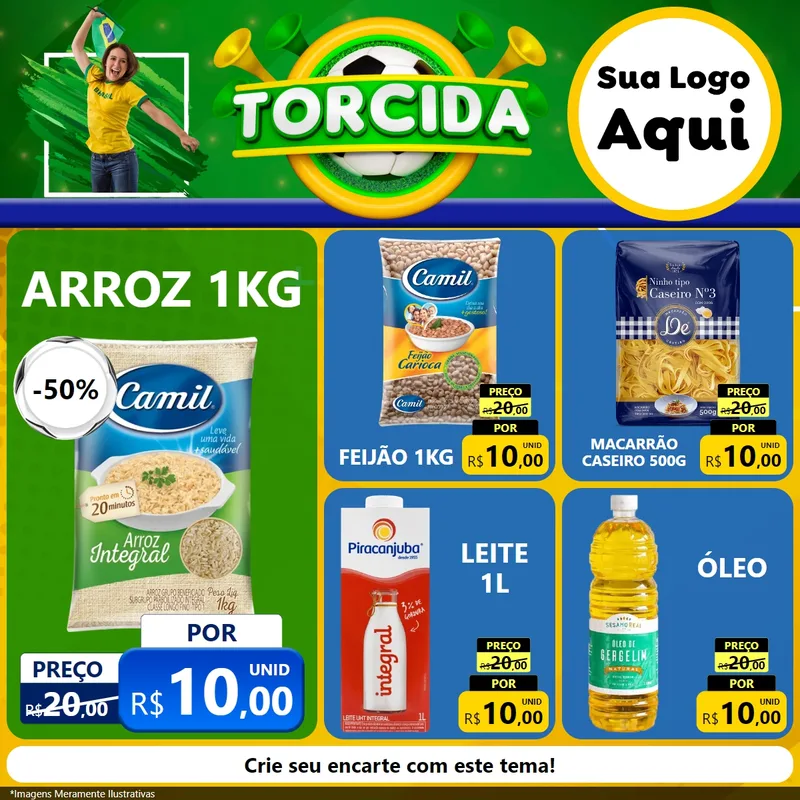 Modelo de Rede Social para Feed Facebook com o tema Torcida para Supermercado