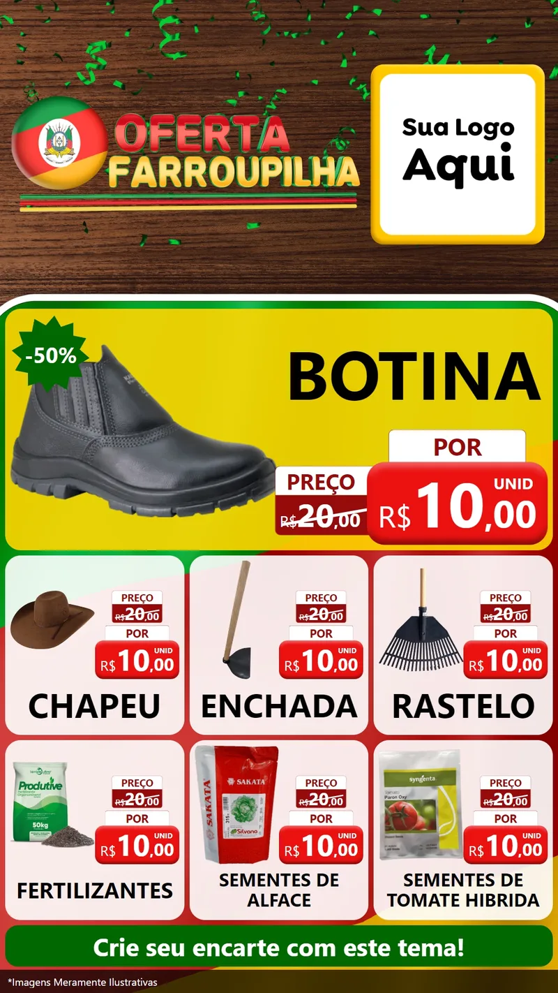 Modelo de Rede Social para Stories com o tema Oferta Farroupilha para Agropecuária