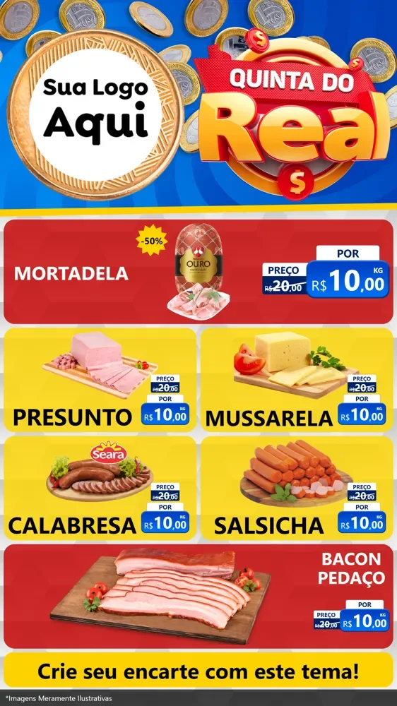 Modelo de TV para TV Vertical com o tema Quinta do Real para Frios e Laticínios