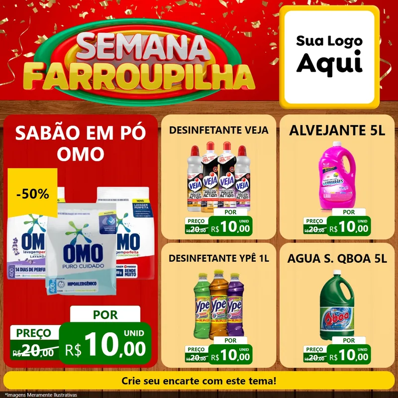 Modelo de Rede Social para Feed Facebook com o tema Semana Farroupilha para Produtos de Limpeza