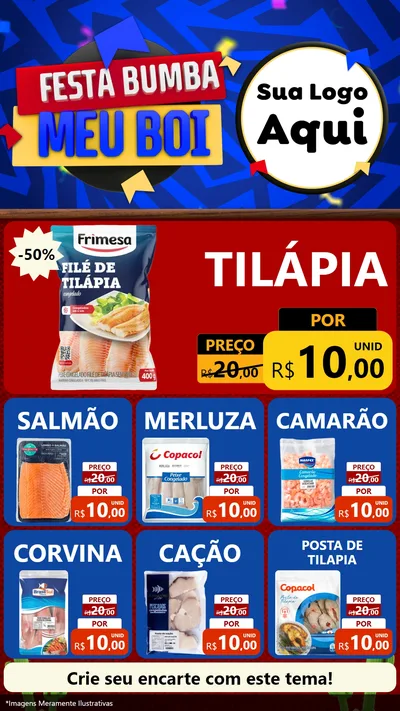 Modelo de Rede Social para Stories com o tema Festa Bumba meu Boi para Peixaria