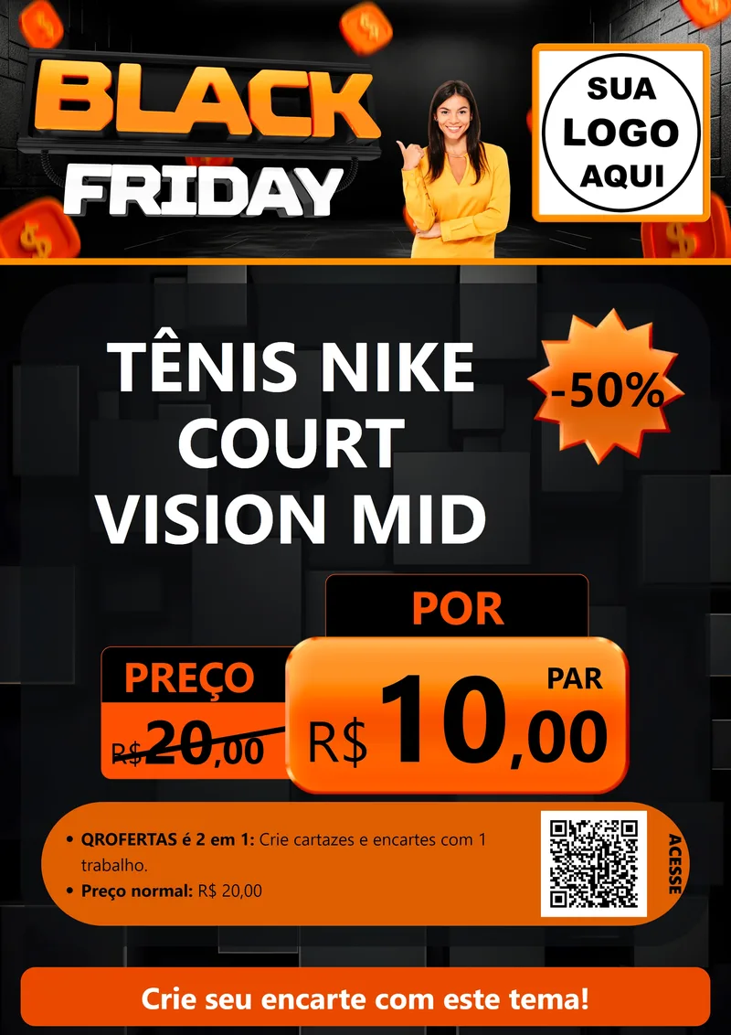Modelo de Cartaz para Cartaz A4 Vertical com o tema Black Friday para Calçados