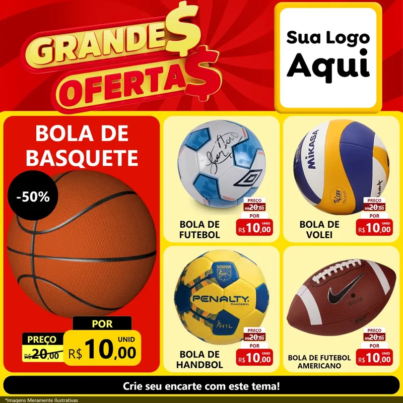 Modelo de Rede Social para Feed Facebook com o tema Grandes Ofertas para Artigos Esportivos