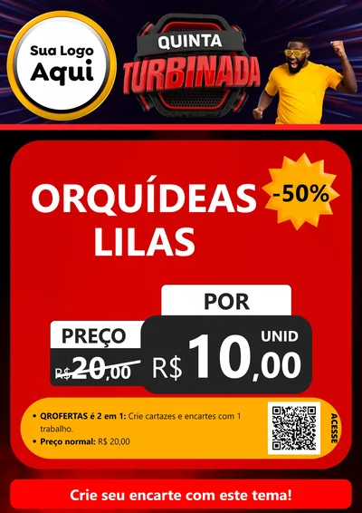 Modelo de Cartaz para Cartaz A4 Vertical com o tema Quinta Turbinada para Floricultura e jardim