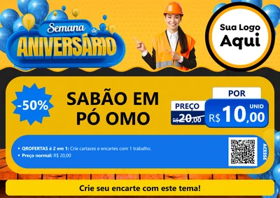 Modelo de Cartaz para Cartaz A4 Horizontal com o tema Semana de Aniversário para Produtos de Limpeza