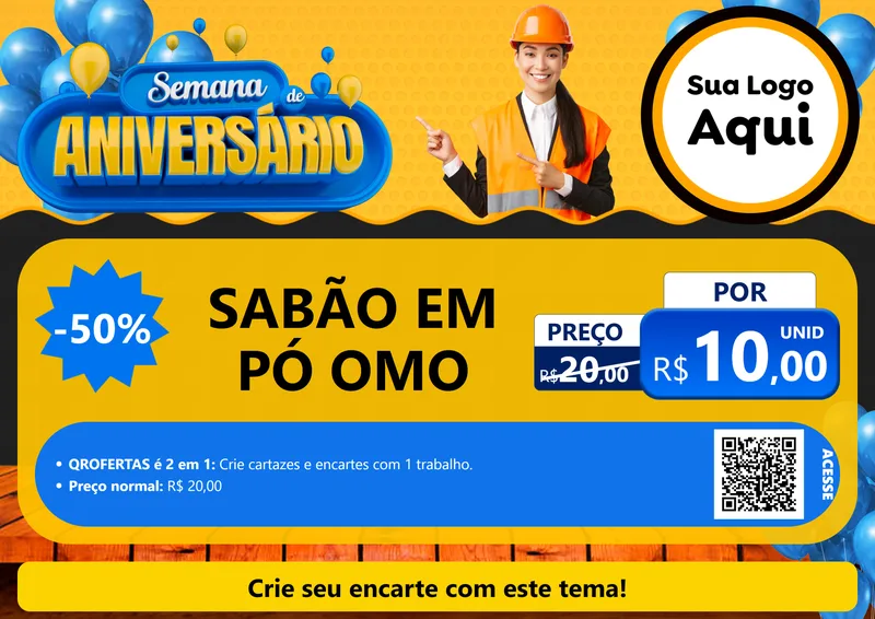 Modelo de Cartaz para Cartaz A4 Horizontal com o tema Semana de Aniversário para Produtos de Limpeza