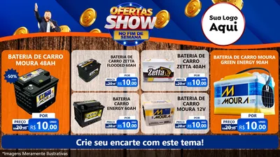 Modelo de TV para TV Horizontal com o tema Ofertas Show No Fim De Semana para Baterias Elétricas