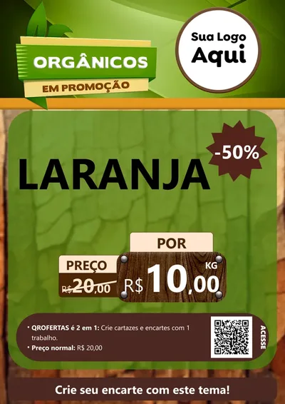 Modelo de Cartaz para Cartaz A4 Vertical com o tema Orgânicos em Promoção para Hortifrúti