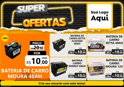 Modelo de Encarte para Encarte A4 Horizontal com o tema Super Ofertas para Baterias Elétricas