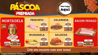 Modelo de TV para TV Horizontal com o tema Páscoa Premiada para Frios e Laticínios
