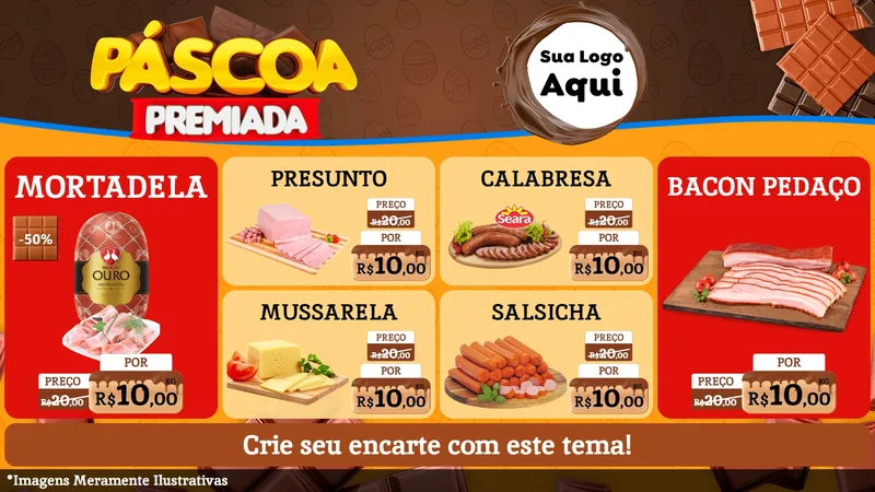 Modelo de TV para TV Horizontal com o tema Páscoa Premiada para Frios e Laticínios