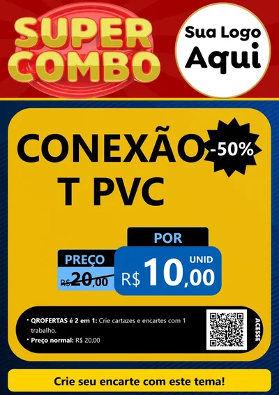 Modelo de Cartaz para Cartaz A4 Vertical com o tema Super Combo para Tubos e conexões