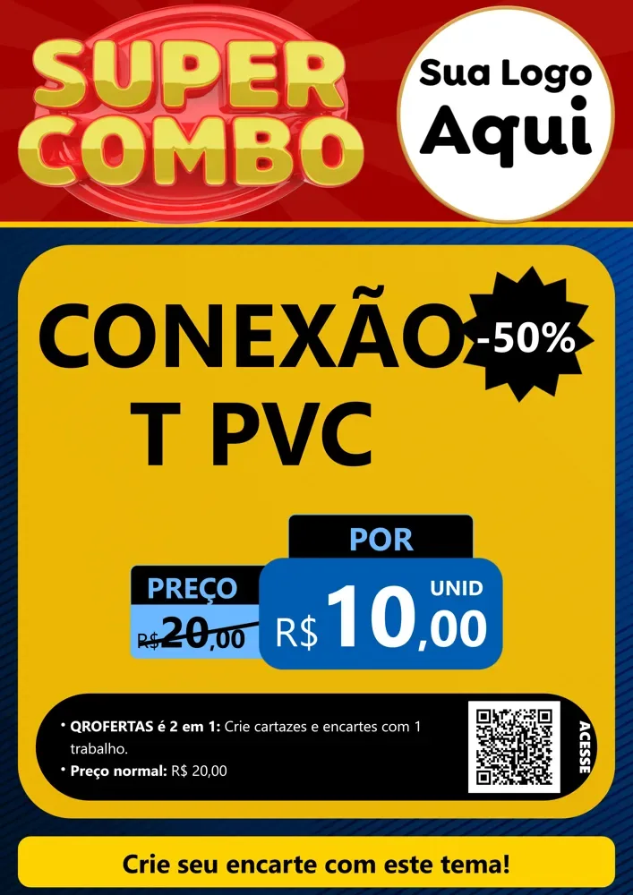 Modelo de Cartaz para Cartaz A4 Vertical com o tema Super Combo para Tubos e conexões