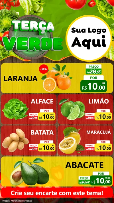 Modelo de TV para TV Vertical com o tema Terça Verde para Hortifrúti
