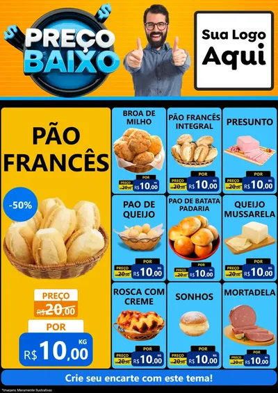 Modelo de Encarte para Encarte A4 Vertical com o tema Preço Baixo para Padaria