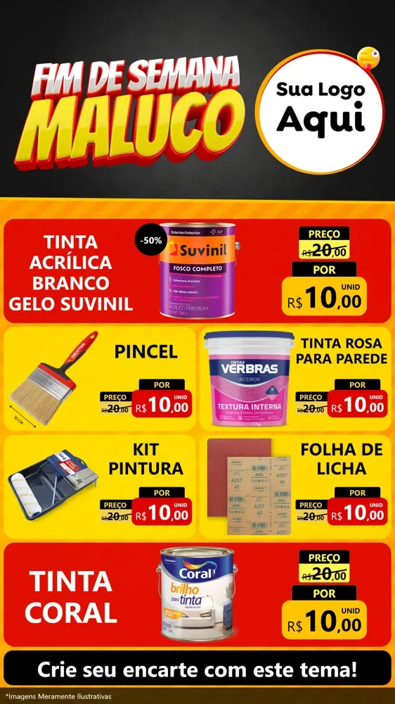 Modelo de TV para TV Vertical com o tema Final de Semana Maluco para Tintas e Ferramentas