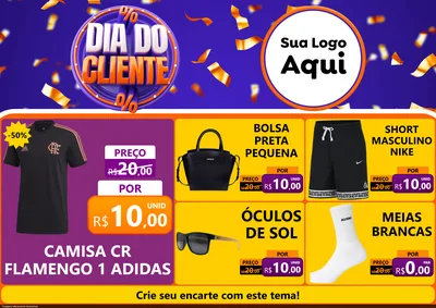 Modelo de Encarte para Encarte A4 Horizontal com o tema Dia do Cliente para Roupas e acessórios