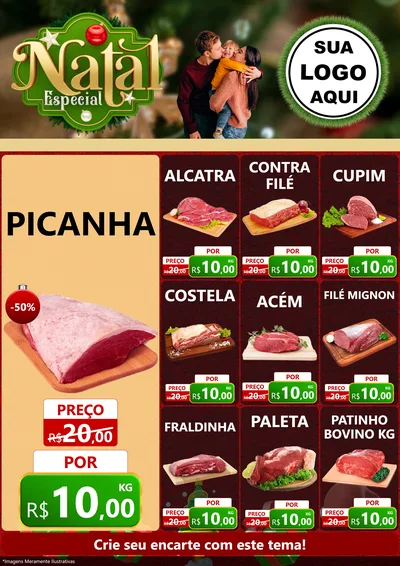 Modelo de Encarte para Encarte A4 Vertical com o tema Natal Especial para Açougue