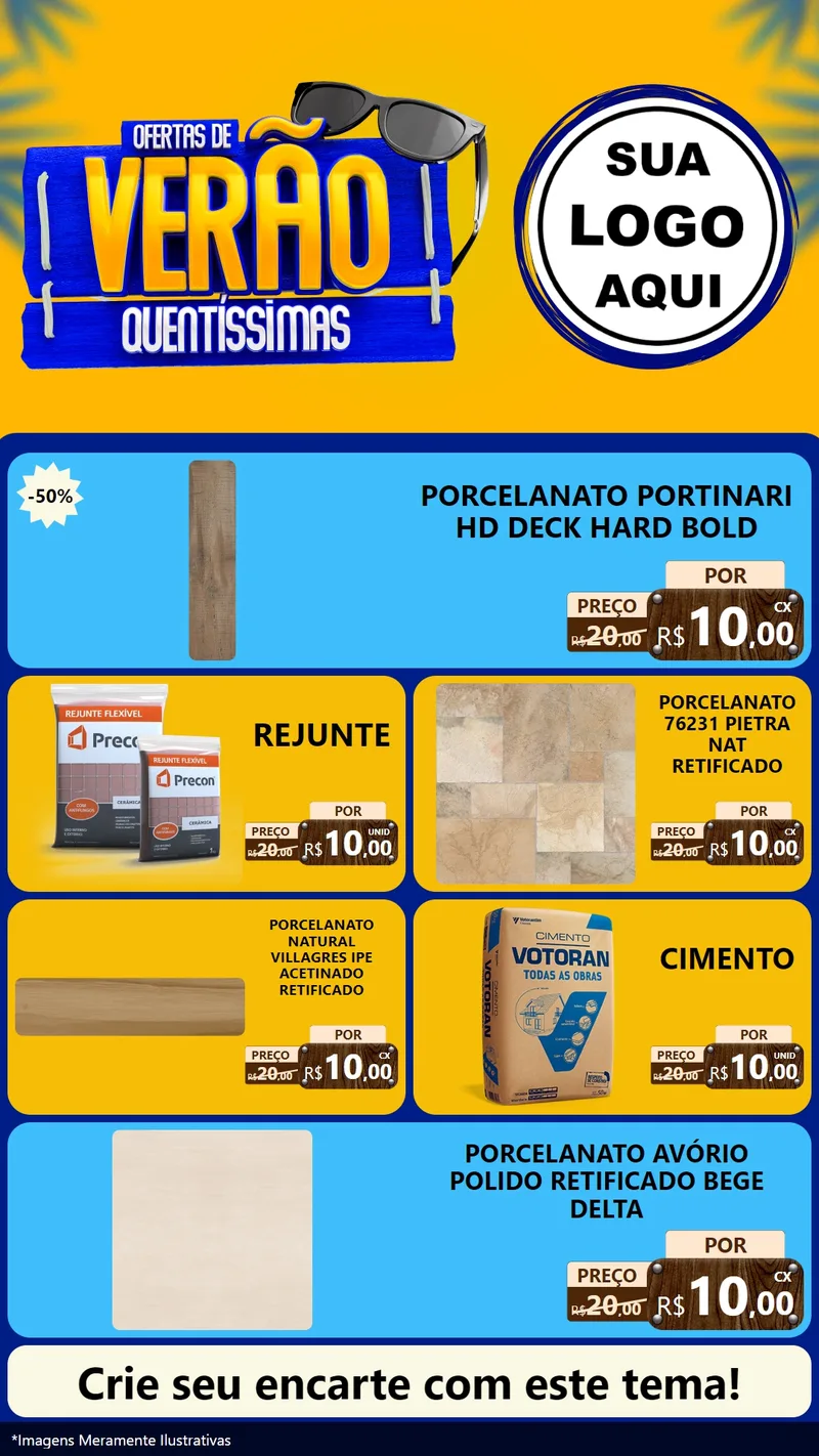 Modelo de TV para TV Vertical com o tema Ofertas de Verão Quentíssimas para Pisos e revestimentos