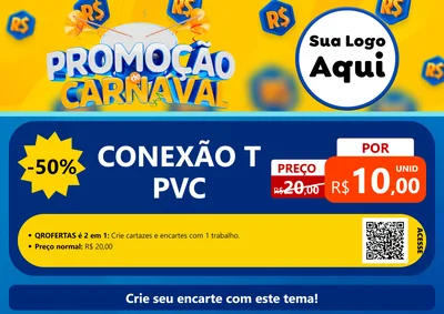 Modelo de Cartaz para Cartaz A4 Horizontal com o tema Promoção de Carnaval para Tubos e conexões