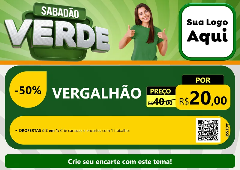 Modelo de Cartaz para Cartaz A4 Horizontal com o tema Sabadão Verde para Ferragens