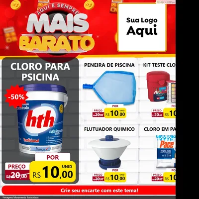 Modelo de Rede Social para Feed Facebook com o tema Mais Barato para Produtos para Piscina