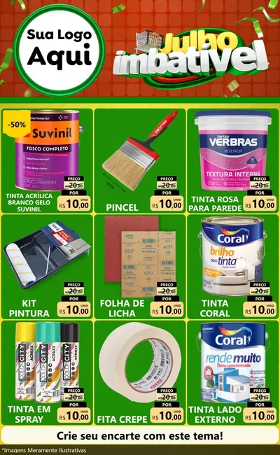 Modelo de Encarte para Encarte Grande com o tema Julho Imbatível para Tintas e Ferramentas