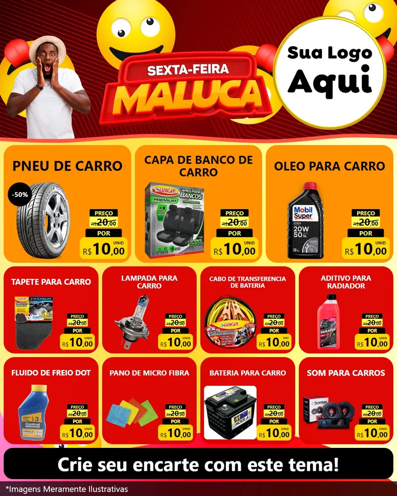Modelo de Rede Social para Feed Instagram com o tema Sexta-feira Maluca para Auto peças