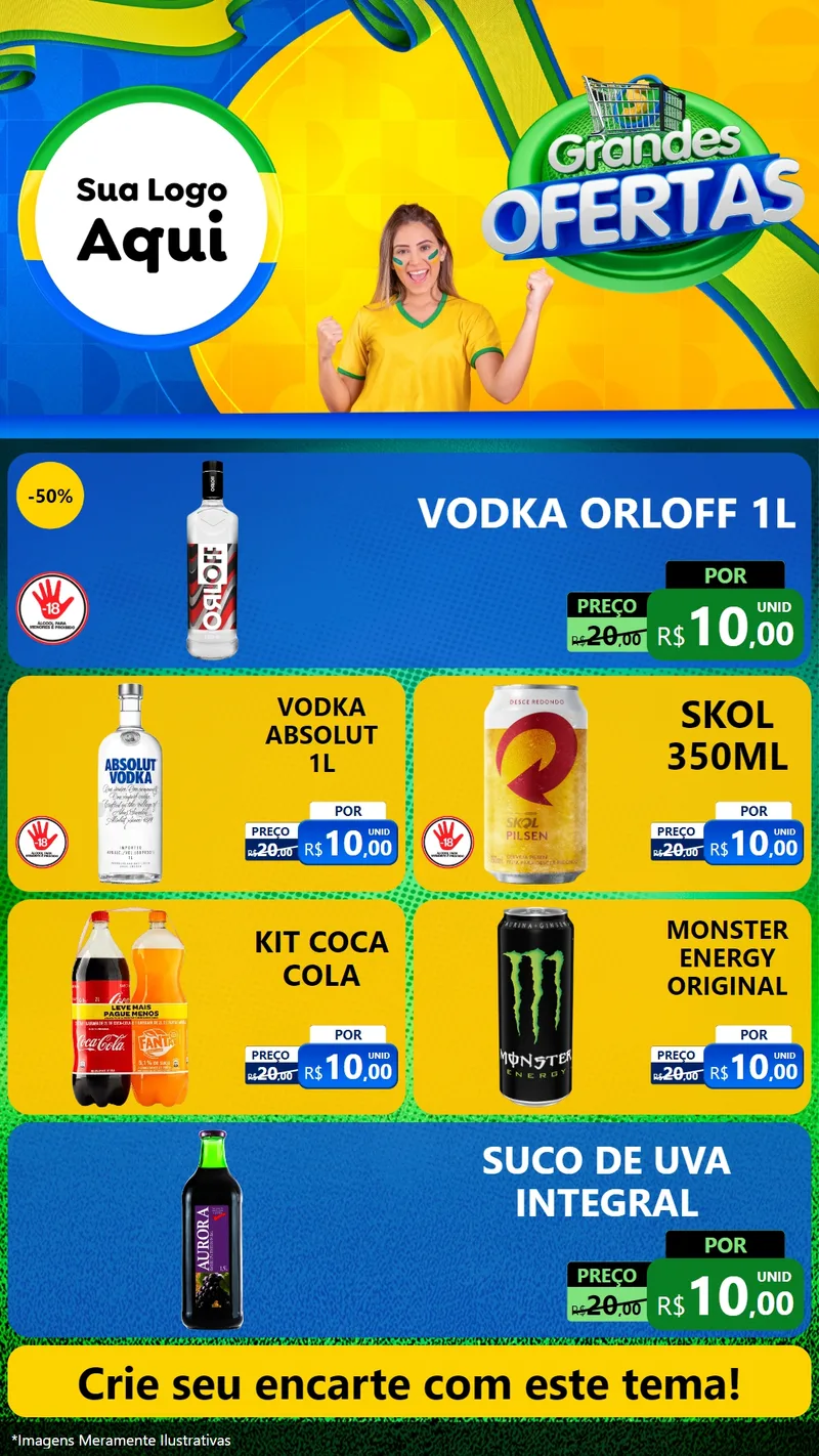 Modelo de TV para TV Vertical com o tema Grandes Ofertas para Distribuidora de bebidas