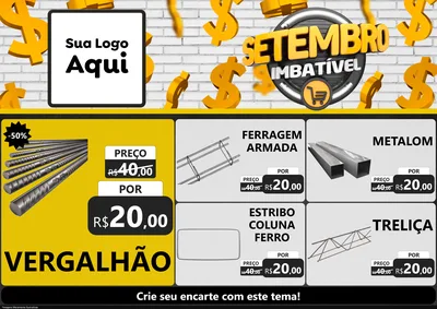 Modelo de Encarte para Encarte A4 Horizontal com o tema Setembro Imbatível para Ferragens
