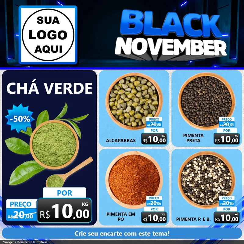 Modelo de Rede Social para Feed Facebook com o tema Black November para Produtos Naturais