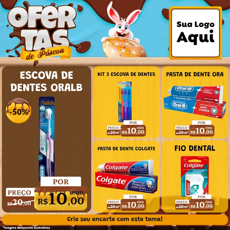 Modelo de Rede Social para Feed Facebook com o tema Ofertas de Páscoa para Higiene Pessoal