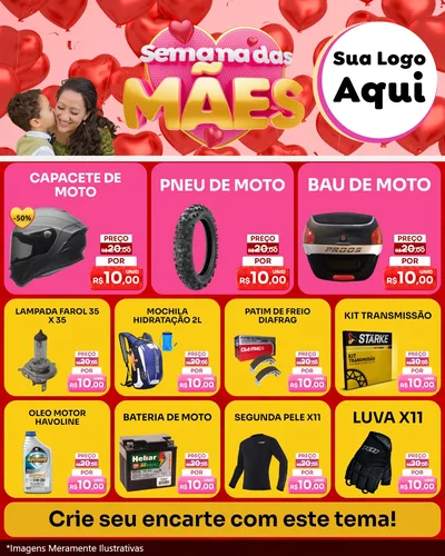 Modelo de Rede Social para Feed Instagram com o tema Semana Das Mães para Moto peças