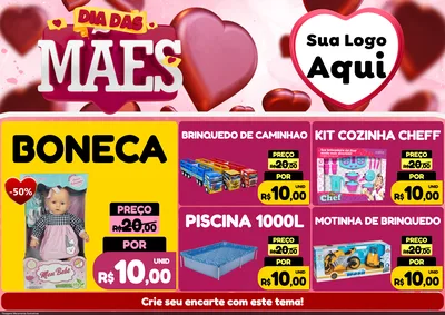 Modelo de Encarte para Encarte A4 Horizontal com o tema Dia Das Mães para Brinquedos