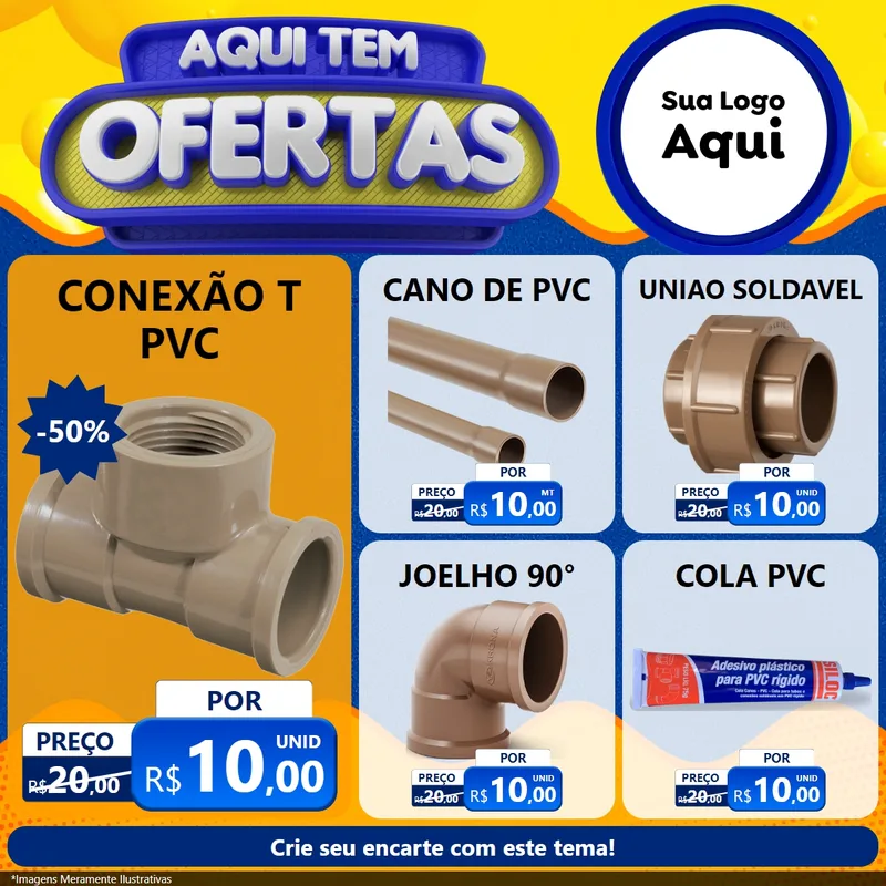 Modelo de Rede Social para Feed Facebook com o tema Aqui Tem Ofertas para Tubos e conexões