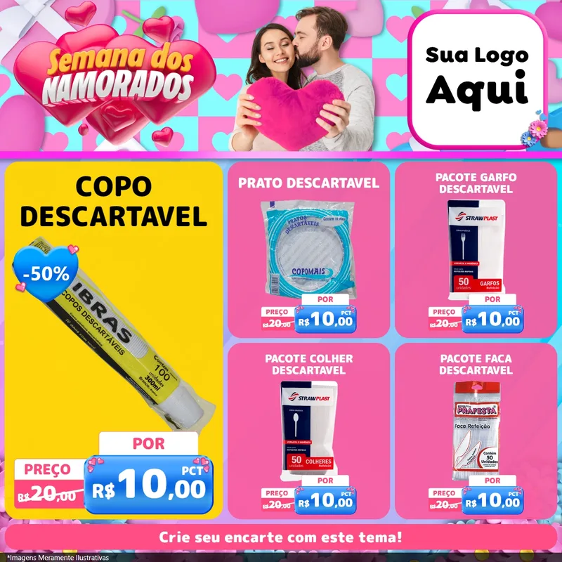 Modelo de Rede Social para Feed Facebook com o tema Semana dos Namorados para Embalagens