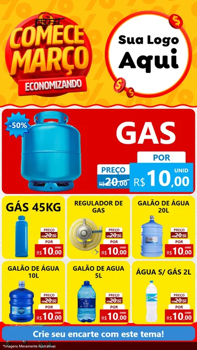 Modelo de Rede Social para Stories com o tema Comece Março Economizando para Água e gás