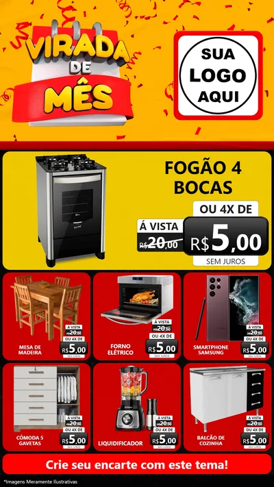 Modelo de Rede Social para Stories com o tema Virada de Mês para Móveis e Eletro