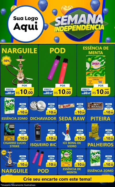 Modelo de Encarte para Encarte Grande com o tema Semana da Independência para Tabacaria