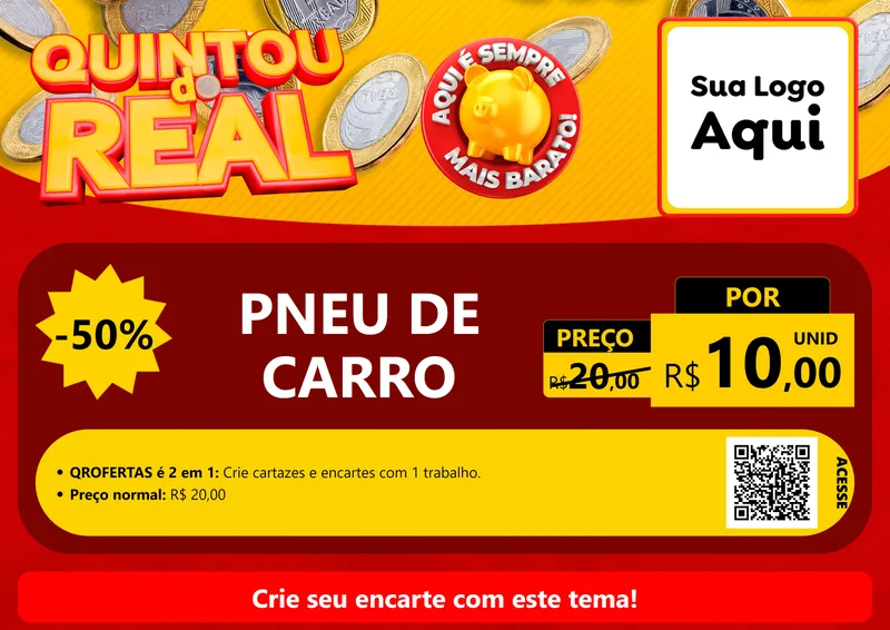 Modelo de Cartaz para Cartaz A4 Horizontal com o tema Quintou do Real para Auto peças