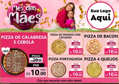Modelo de Encarte para Encarte A4 Horizontal com o tema Mês das Mães para Pizzaria